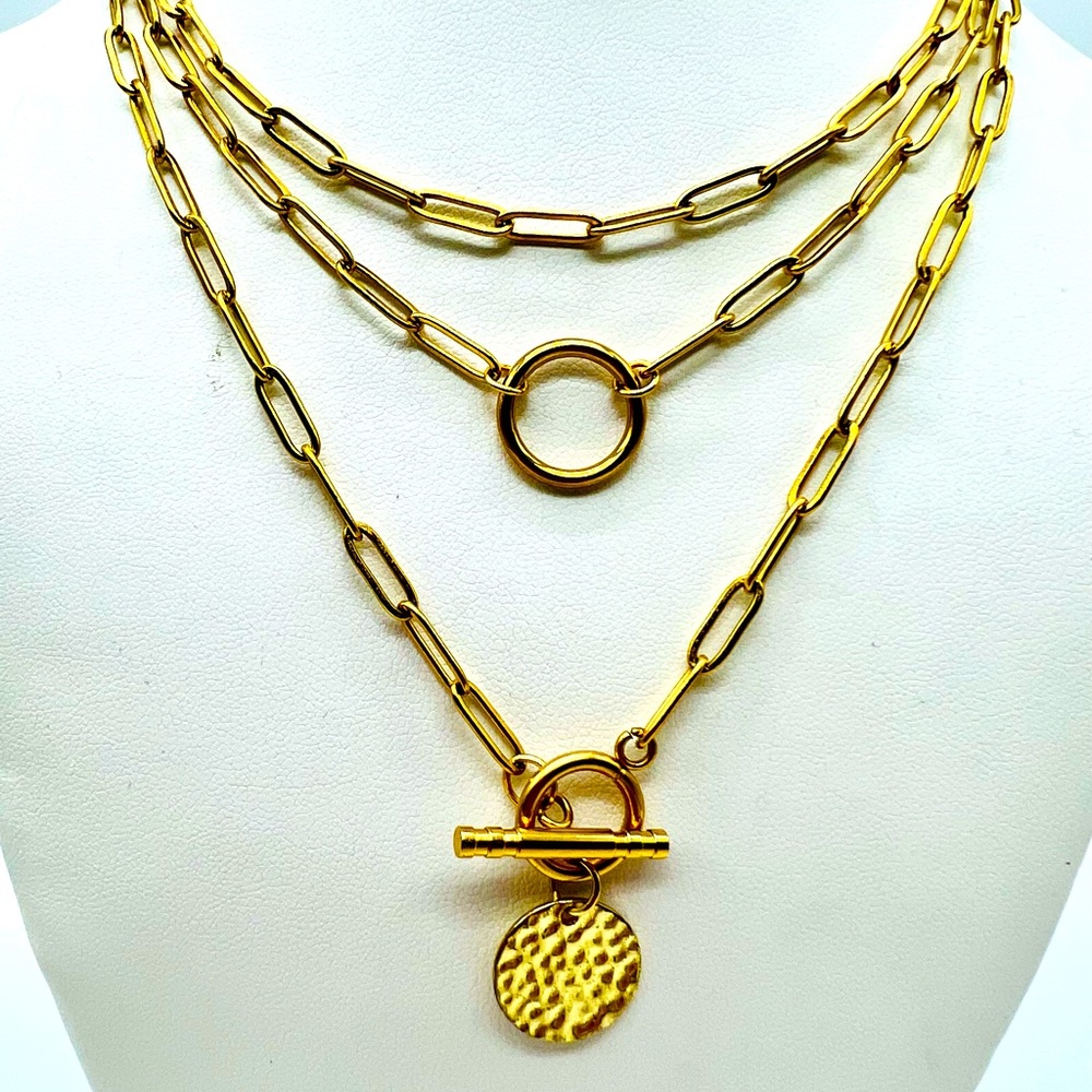 Set of 3 Paperclip chain necklaces